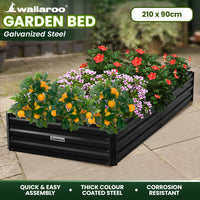 Thumbnail for Wallaroo Garden Bed 210 x 90 x 30cm Galvanized Steel - Black