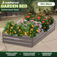 Thumbnail for Wallaroo Garden Bed 210 x 90 x 30cm Galvanized Steel - Grey