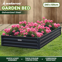 Thumbnail for Wallaroo Garden Bed 240 x 120 x 30cm Galvanized Steel - Black