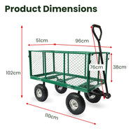 Thumbnail for Wallaroo Steel Mesh Garden Trolley Cart - Green