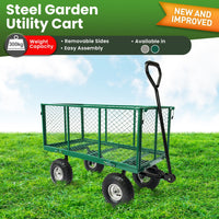 Thumbnail for Wallaroo Steel Mesh Garden Trolley Cart - Green