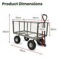 Thumbnail for Wallaroo Steel Mesh Garden Trolley Cart - Hammer Grey