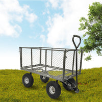 Thumbnail for Wallaroo Steel Mesh Garden Trolley Cart - Hammer Grey