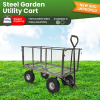 Thumbnail for Wallaroo Steel Mesh Garden Trolley Cart - Hammer Grey