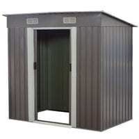 Thumbnail for Wallaroo 4ft x 6ft Garden Shed with Base Flat Roof Outdoor Storage - Grey