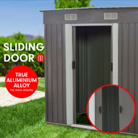 Thumbnail for Wallaroo 4ft x 6ft Garden Shed with Base Flat Roof Outdoor Storage - Grey