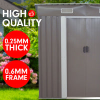 Thumbnail for Wallaroo 4ft x 6ft Garden Shed with Base Flat Roof Outdoor Storage - Grey