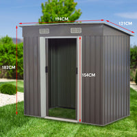 Thumbnail for Wallaroo 4ft x 6ft Garden Shed with Base Flat Roof Outdoor Storage - Grey