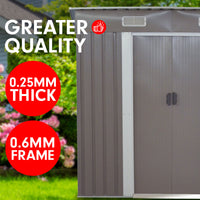 Thumbnail for Wallaroo Garden Shed Flat 4ft x 6ft Outdoor Storage Shelter - Grey