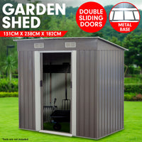 Thumbnail for Wallaroo 4ft x 8ft Garden Shed with Base Flat Roof Outdoor Storage - Grey