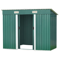 Thumbnail for Wallaroo 4ft x 8ft Garden Shed Flat Roof Outdoor Storage - Green