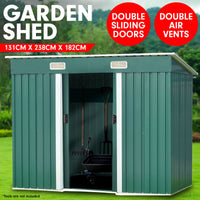 Thumbnail for Wallaroo 4ft x 8ft Garden Shed Flat Roof Outdoor Storage - Green