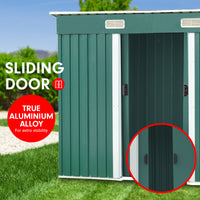 Thumbnail for Wallaroo 4ft x 8ft Garden Shed Flat Roof Outdoor Storage - Green