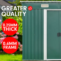 Thumbnail for Wallaroo 4ft x 8ft Garden Shed Flat Roof Outdoor Storage - Green