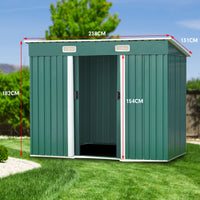 Thumbnail for Wallaroo 4ft x 8ft Garden Shed Flat Roof Outdoor Storage - Green