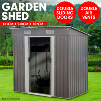 Thumbnail for Wallaroo 4ft x 8ft Garden Shed Flat Roof Outdoor Storage - Grey