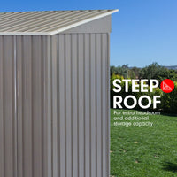 Thumbnail for Wallaroo 4ft x 8ft Garden Shed Flat Roof Outdoor Storage - Grey