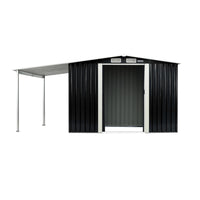 Thumbnail for Wallaroo 10x8ft Zinc Steel Garden Shed with Open Storage - Black