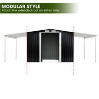 Thumbnail for Wallaroo 10x8ft Zinc Steel Garden Shed with Open Storage - Black