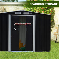 Thumbnail for Wallaroo 10x8ft Zinc Steel Garden Shed with Open Storage - Black