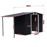 Thumbnail for Wallaroo 4x8ft Zinc Steel Garden Shed with Open Storage - Black