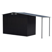 Thumbnail for Wallaroo 4x8ft Zinc Steel Garden Shed with Open Storage - Black