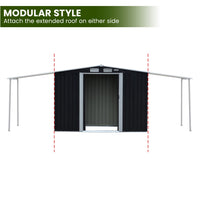 Thumbnail for Wallaroo 4x8ft Zinc Steel Garden Shed with Open Storage - Black