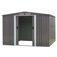 Thumbnail for Wallaroo Garden Shed Spire Roof 8ft x 8ft Outdoor Storage Shelter - Grey