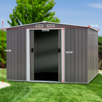 Thumbnail for Wallaroo Garden Shed Spire Roof 8ft x 8ft Outdoor Storage Shelter - Grey