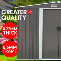 Thumbnail for Wallaroo Garden Shed Spire Roof 8ft x 8ft Outdoor Storage Shelter - Grey