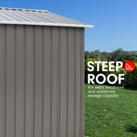 Thumbnail for Wallaroo Garden Shed Spire Roof 8ft x 8ft Outdoor Storage Shelter - Grey