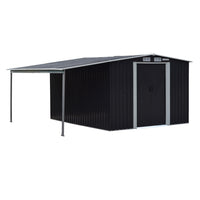 Thumbnail for Wallaroo 8x8ft Zinc Steel Garden Shed with Open Storage - Black