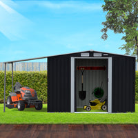 Thumbnail for Wallaroo 8x8ft Zinc Steel Garden Shed with Open Storage - Black