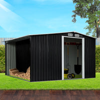 Thumbnail for Wallaroo Garden Shed with Semi-Closed Storage 8*8FT - Black