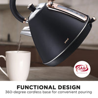 Thumbnail for Pronti 1.7L Rose Trim Collection Kettle - Black