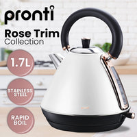 Thumbnail for Pronti 1.7l Rose Trim Collection Kettle - White