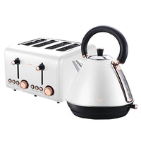 Thumbnail for Pronti Rose Trim Collection Toaster & Kettle Bundle - White