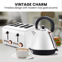 Thumbnail for Pronti Rose Trim Collection Toaster & Kettle Bundle - White