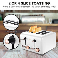 Thumbnail for Pronti Rose Trim Collection Toaster & Kettle Bundle - White