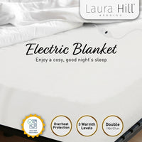 Thumbnail for Laura Hill Heated Electric Blanket Double Size Fitted Polyester Underlay Winter Throw - White