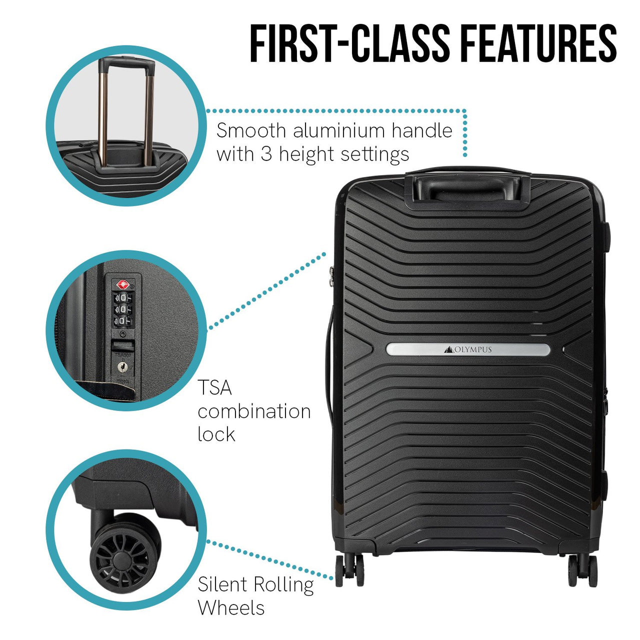 Olympus  Astra 24in Lightweight Hard Shell Suitcase - Obsidian Black