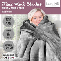 Thumbnail for Laura Hill Mink Blanket Double Sided Queen Size Soft Plush Bed Faux Throw Rug 220 X 240cm