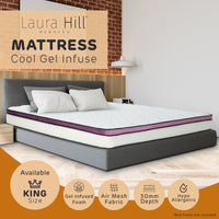 Thumbnail for Laura Hill King Mattress Visco Cool Gel Infused Memory Foam Euro Top Pocket Spring 30cm