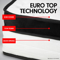 Thumbnail for Laura Hill King Mattress Bed Size Euro Top 5 Zone Spring Foam 32cm Bedding Pocket