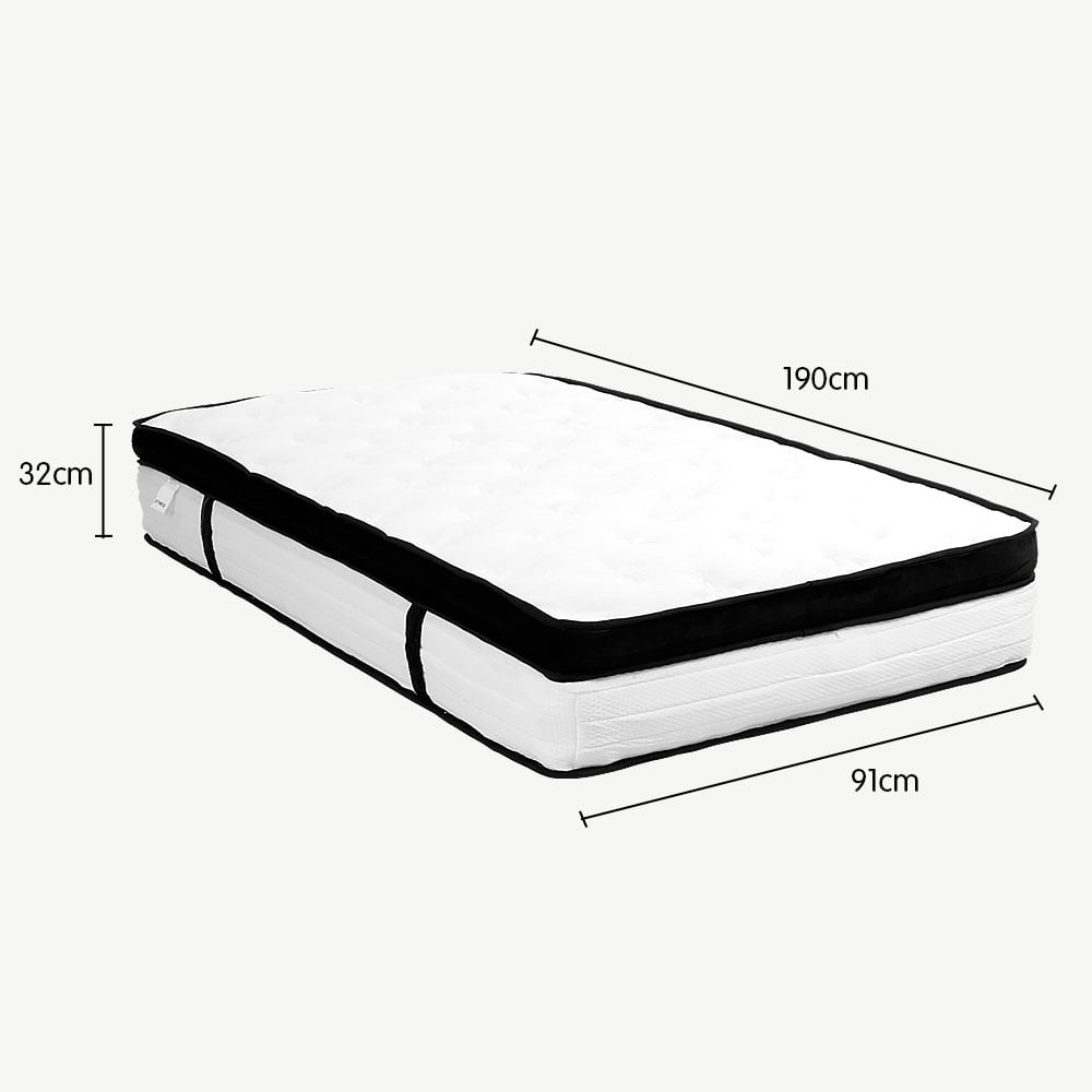 Laura Hill Single Mattress Bed Size Euro Top 5 Zone Spring Foam 32cm