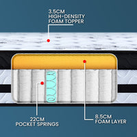 Thumbnail for Laura Hill Double Mattress Bed Size Euro Top 5 Zone Spring Foam 34cm Bedding Pocket