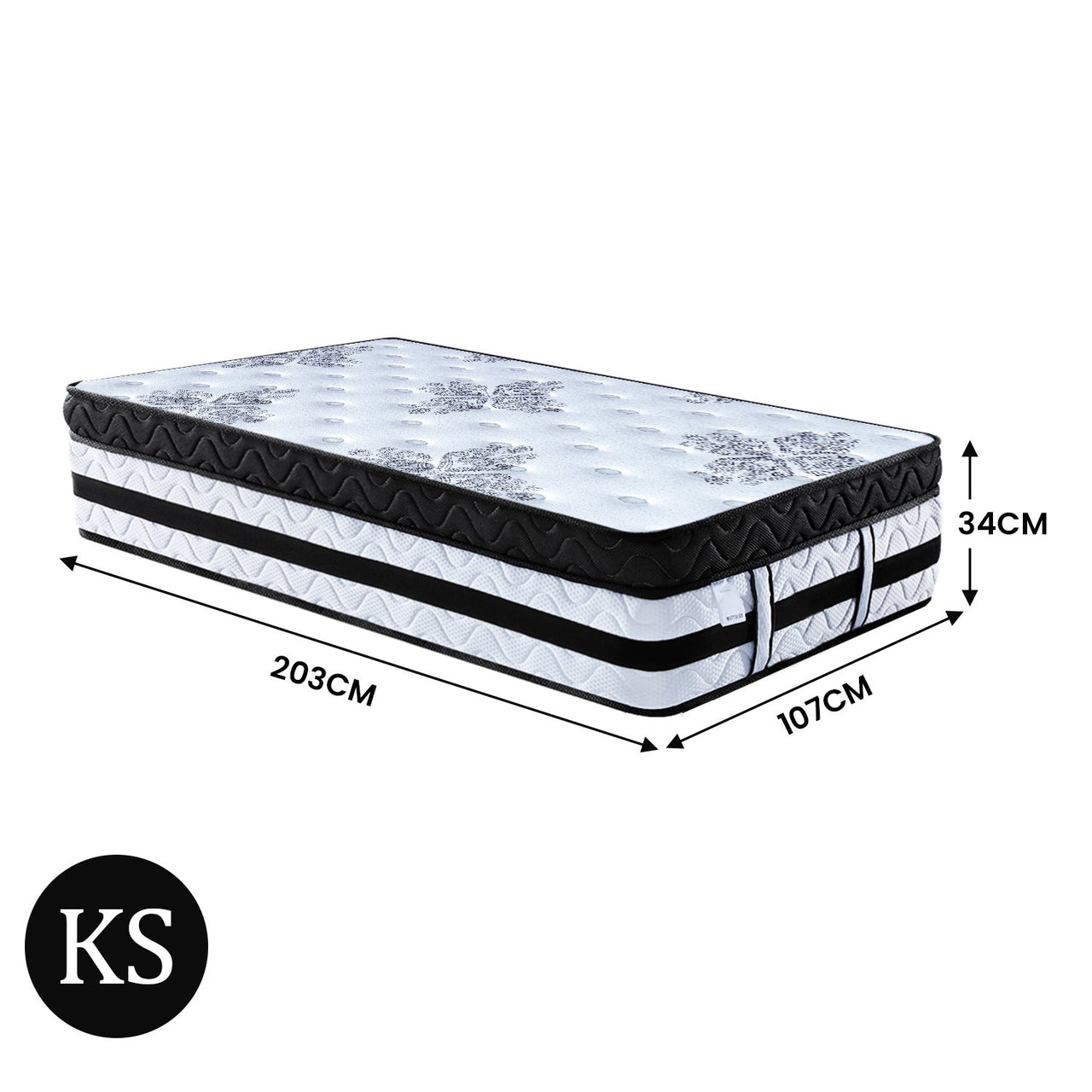 Laura Hill King Single Mattress Bed Size Euro Top 5 Zone Spring Foam 34cm