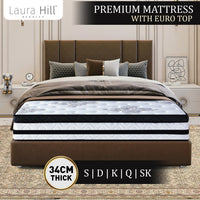 Thumbnail for Laura Hill King Single Mattress Bed Size Euro Top 5 Zone Spring Foam 34cm