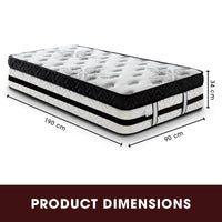 Thumbnail for Laura Hill Single Mattress Bed Size Euro Top 5 Zone Spring Foam 34cm Bedding