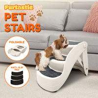 Thumbnail for Furtastic 38cm Foldable Pet Stairs Ramp - White